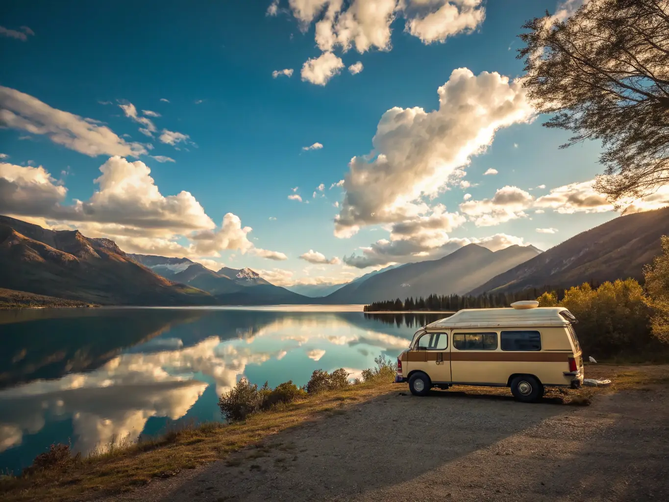 An image of a clean, accessible van with a wheelchair lift, parked in a scenic floral-inspired setting, emphasizing accessibility and care.
